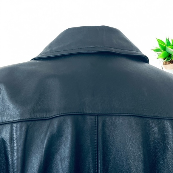 WINLIT New York Size Medium Black Leather Trench Coat Mob Wife Matrix 80s VGC - Picture 8 of 14